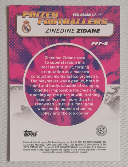 Zinedine Zidane - 2025 Topps Finest Prized Footballers Real Madrid C.F. #PFF-6 Blue Gold  Fusion