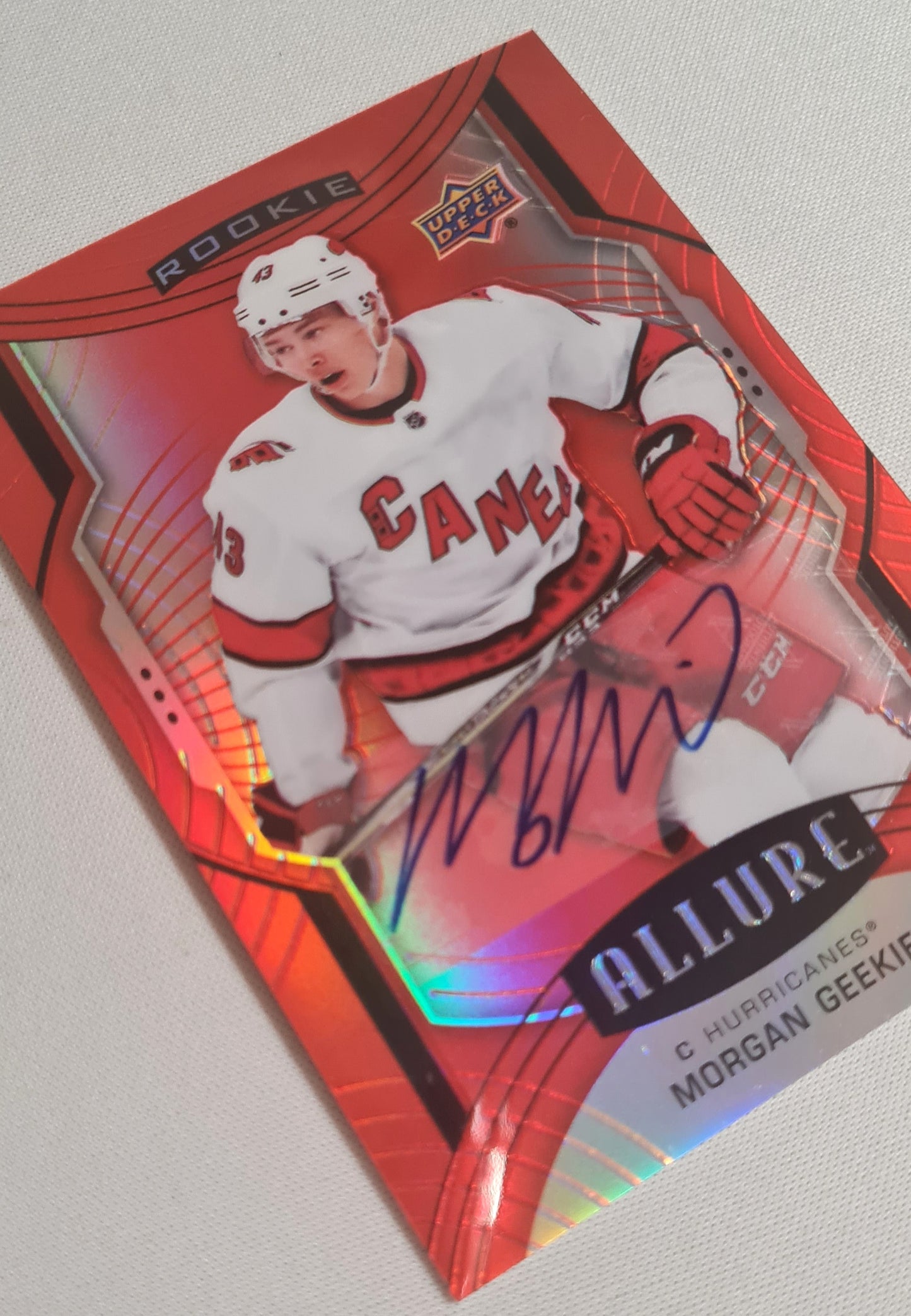 Morgan Geekie - 2020/21 Upper Deck Allure NHL Hurricanes Red Rainbow Auto (RC) #119 /Auto