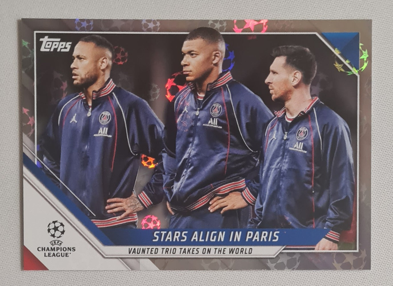 Stars Align in Paris - 2022 Topps Vaunted Trio Takes on the World (featuring Messi/Neymar/Mbappe #62