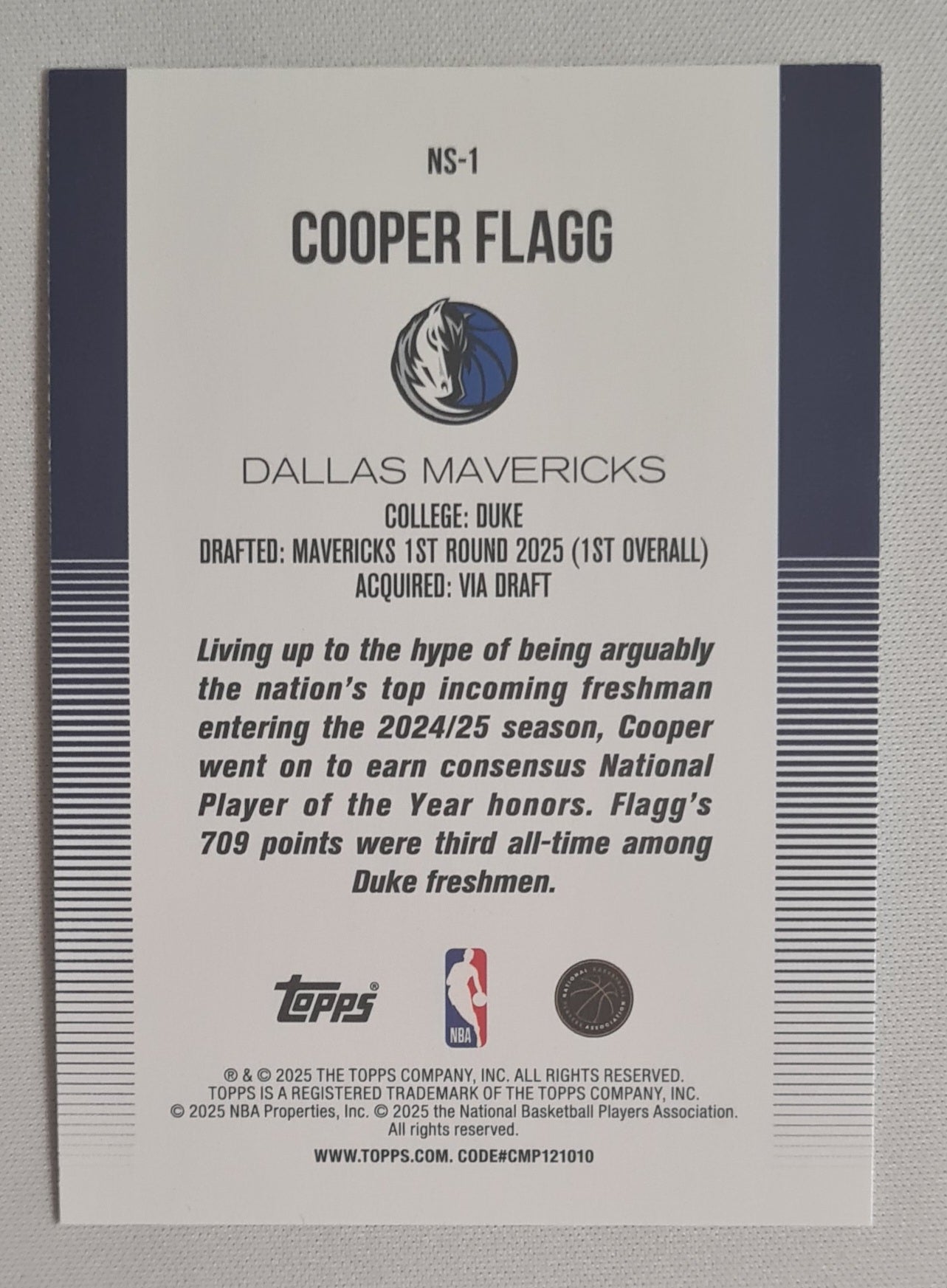 Cooper Flagg - 2025 Topps Flagship NBA Basketball Dallas Mavericks New School (RC) #NS-1