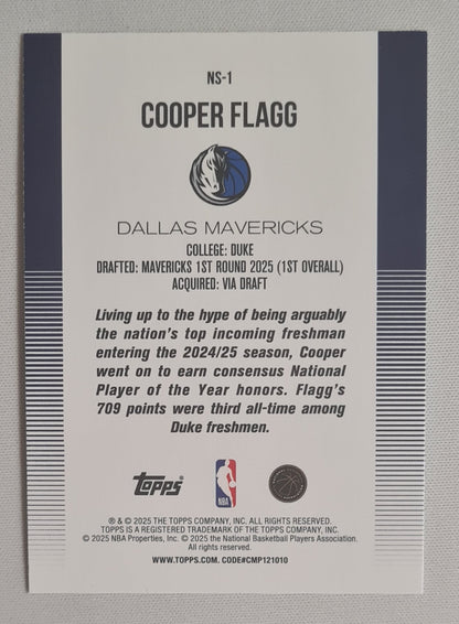 Cooper Flagg - 2025 Topps Flagship NBA Basketball Dallas Mavericks New School (RC) #NS-1