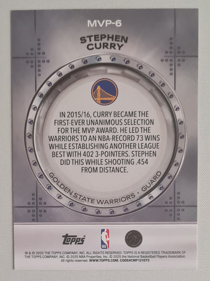Stephen Curry - 2025 Topps NBA Basketball Golden State Warriors #MVP-6
