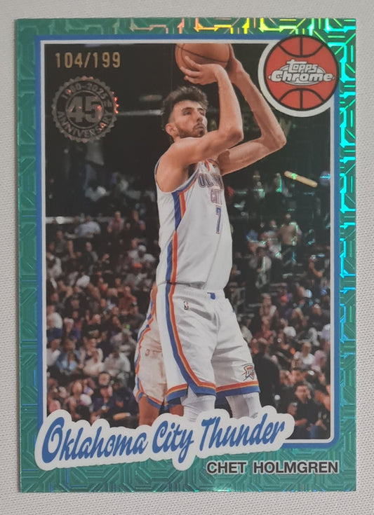 Chet Holmgren - 2025 Topps Chrome NBA Basketball Oklahoma City Thunder #TC-CH Aqua Mojo /199