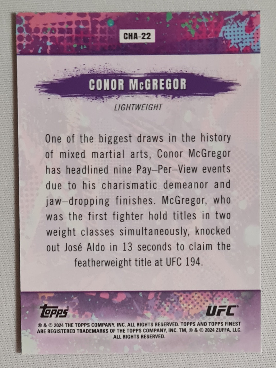 Conor McGregor - 2024 Topps Finest Chaos #CHA-22