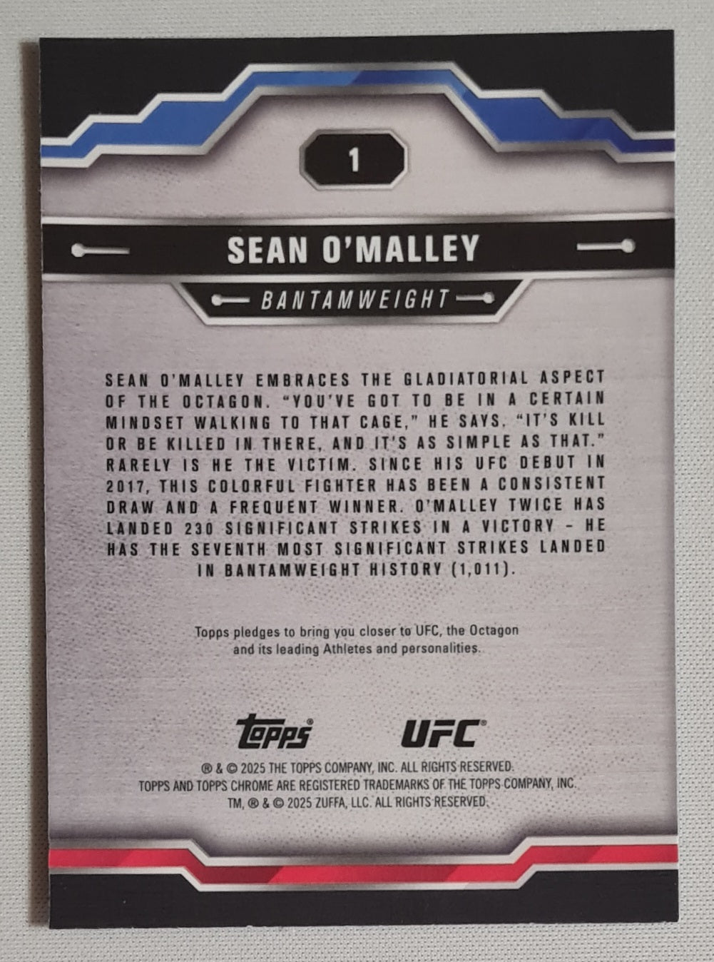 Sean O'Malley - 2025 Topps Chrome UFC Fighter Cracked Ice Blue #1