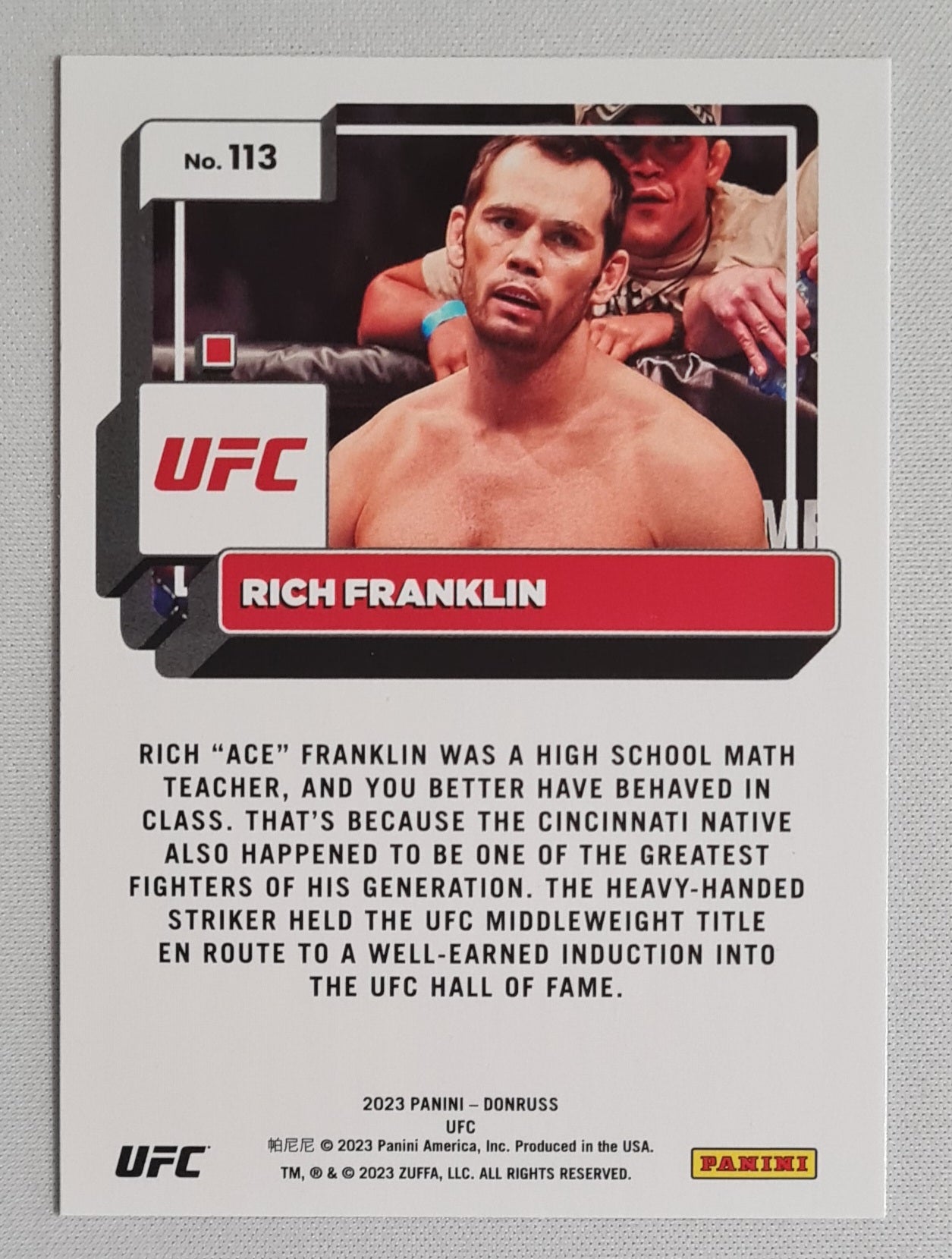 Rich Franklin - 2023 Panini Donruss UFC Fighter Purple Flood #113