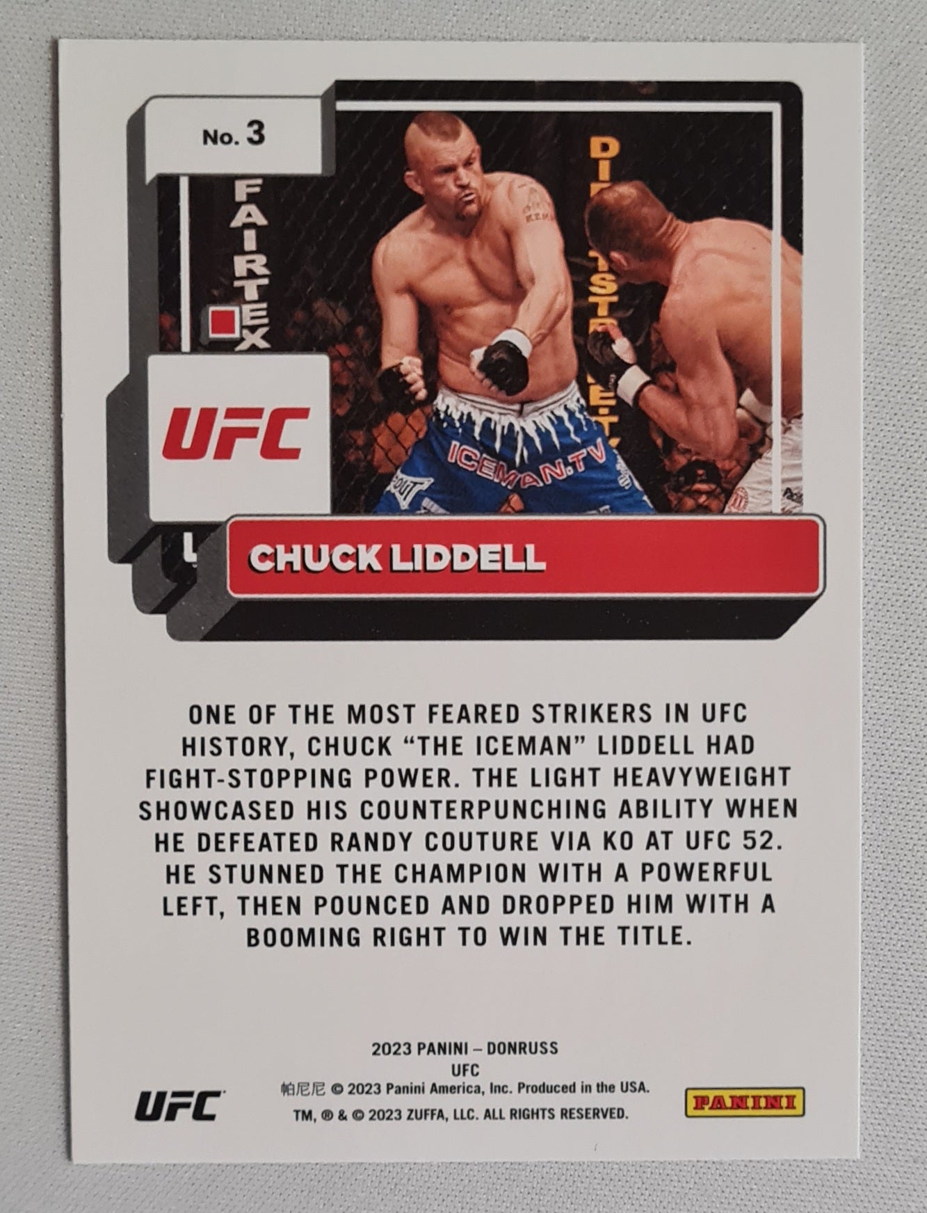 Chuck Liddell - 2023 Panini Donruss UFC Fighter Purple Flood #3