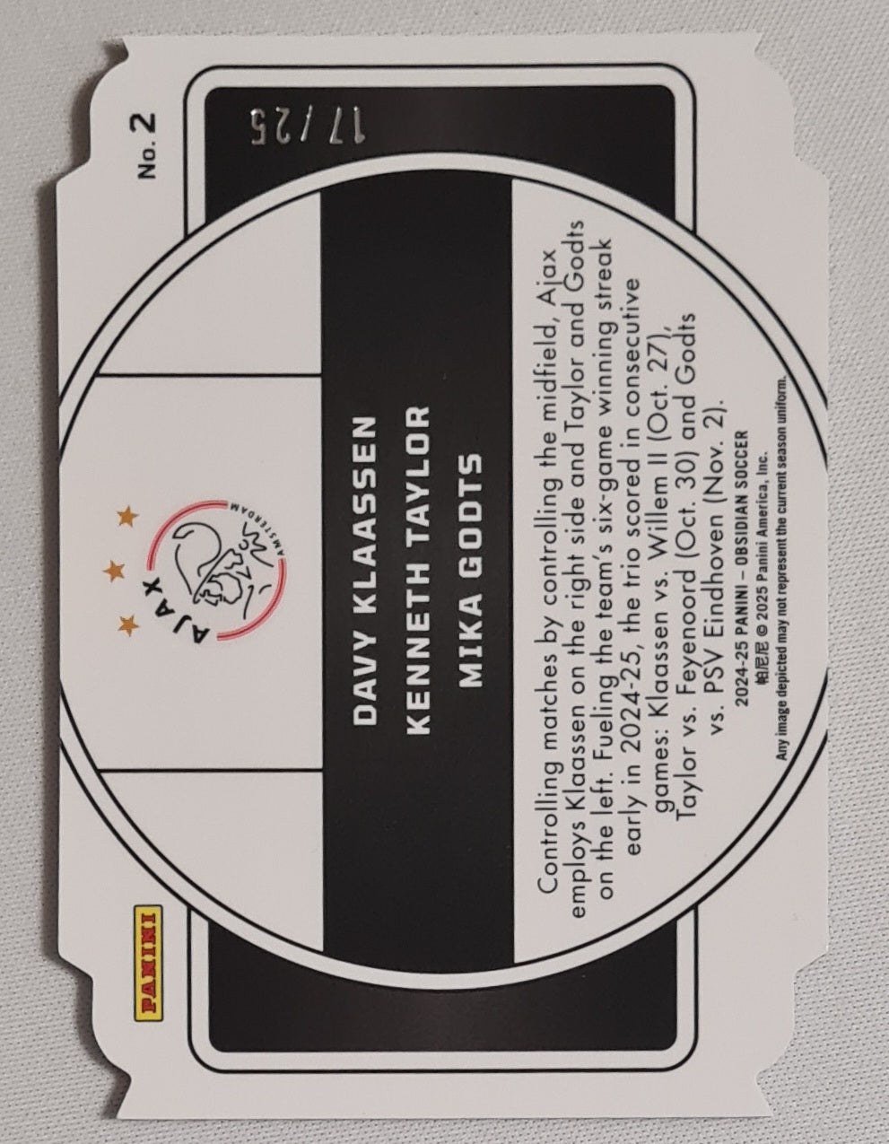Klaassen Taylor Godts - 2024-25 Panini Obsidian Nucleus Ajax Amsterdam /25 #2