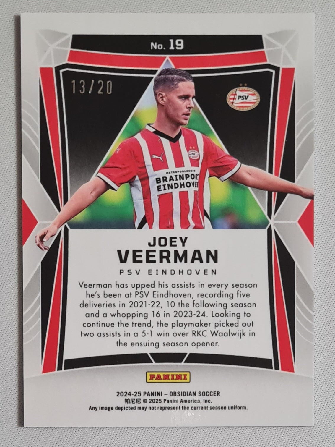 Joey Veerman - 2024-25 Panini Obsidian PSV Eindhoven(RC) /20 #19