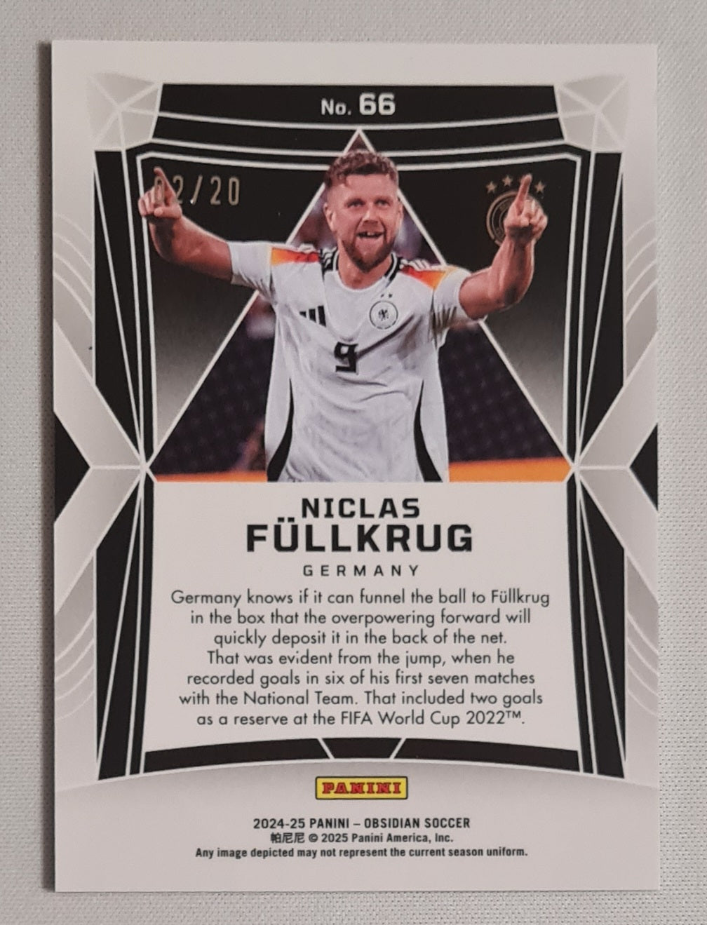 Niclas Füllkrug - 2024-25 Panini Obsidian /20 #66