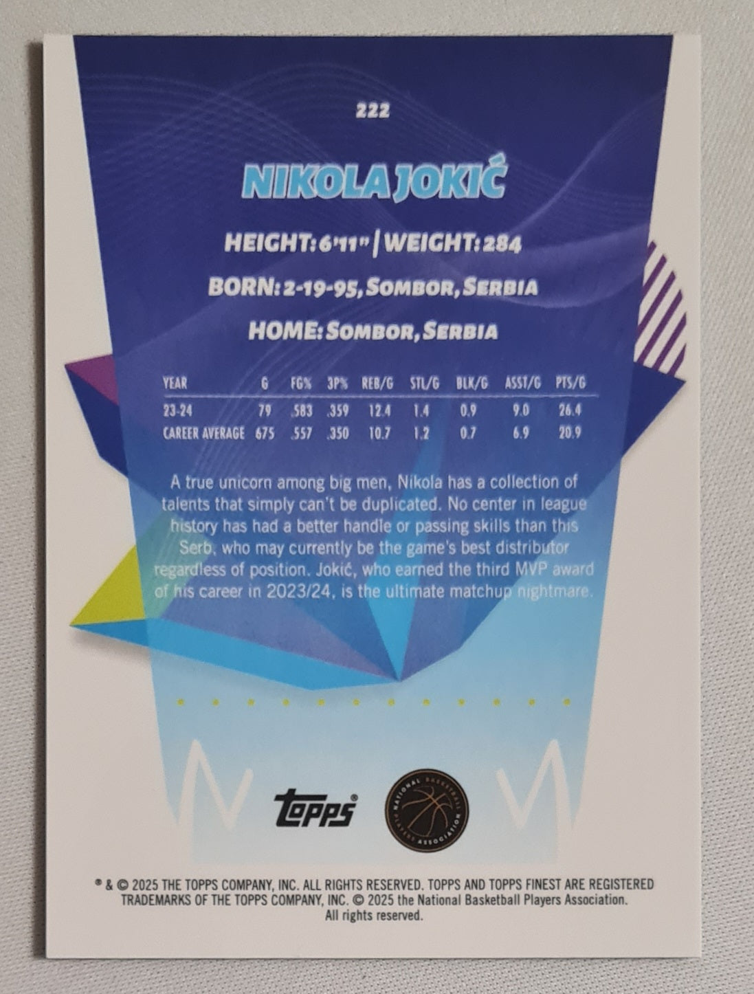 Nikola Jokic - 2025 Topps Finest /10 #222