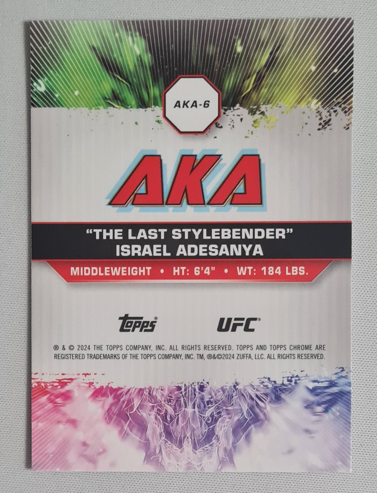 Israel Adesanya - 2024 Topps Chrome "The Last Stylebender" UFC Fighter Middleweight #AKA-6