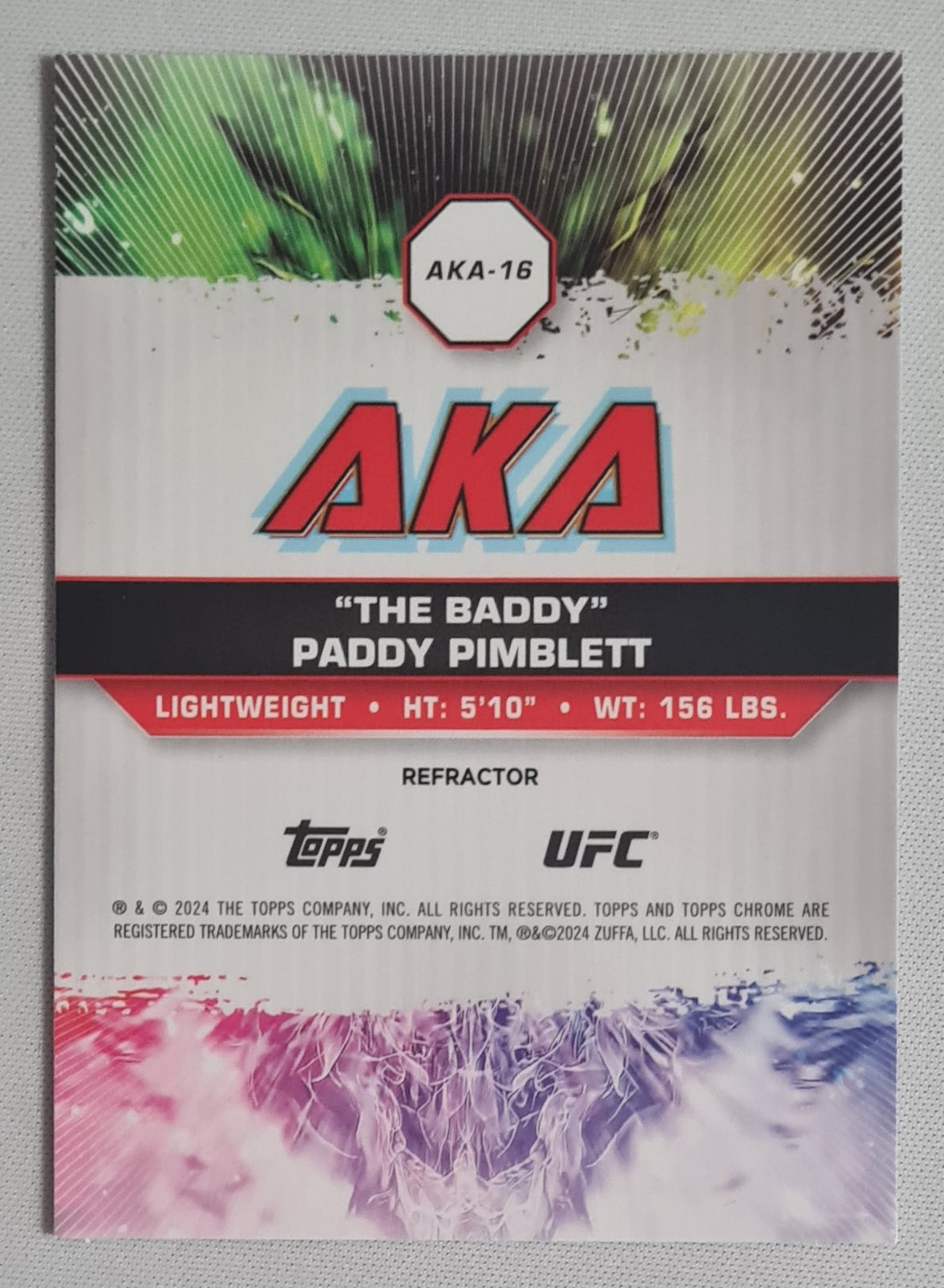 Paddy Pimblett - 2024 Topps Chrome "The Baddy" UFC Fighter Lightweight #AKA-16