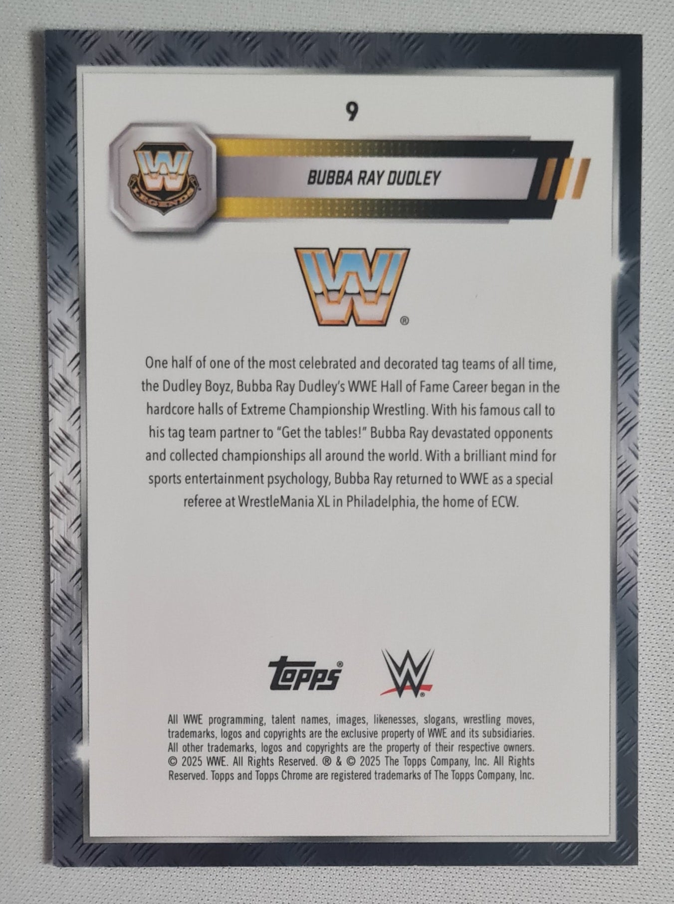 Bubba Ray Dudley - 2025 Topps Chrome WWE Wrestling Legends #9 Pink Shimmer