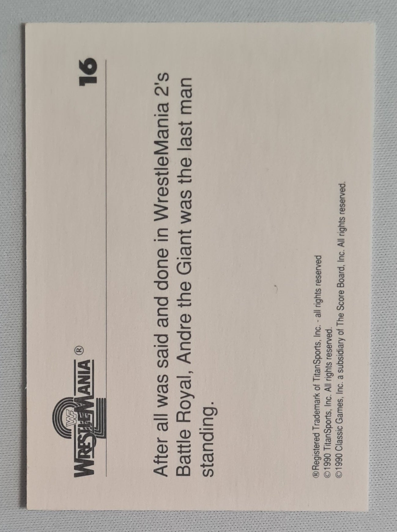 Andre the Giant - 1990 TitansSports WRESTLEMANIA 2 WWF Classic #16