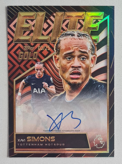 Xavi Simons - 2025 Topps Gold Premier League Tottenham Hotspur ELITE /25 /Autograph