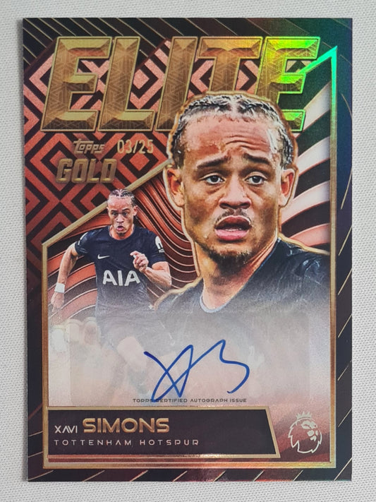 Xavi Simons - 2025 Topps Gold Premier League Tottenham Hotspur ELITE /25 /Autograph