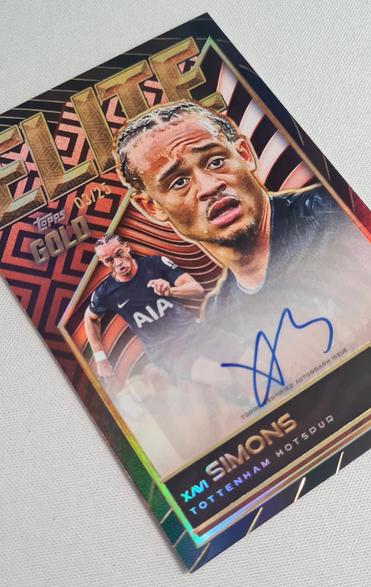 Xavi Simons - 2025 Topps Gold Premier League Tottenham Hotspur ELITE /25 /Autograph