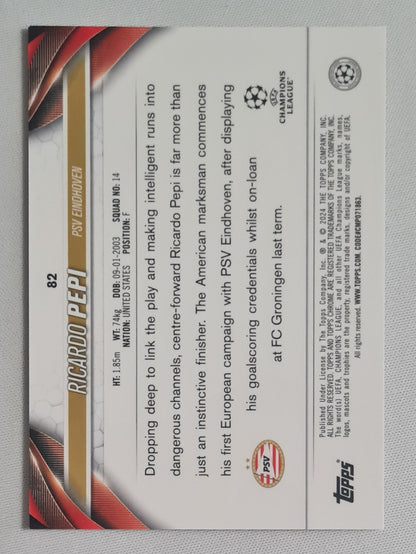 Ricardo Pepi - 2024 Topps Chrome PSV Eindhoven #82 Refractor                                                                                                                       3