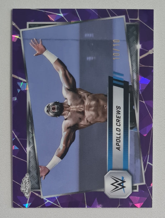 Apollo Crews - 2025 Topps WWE Wrestling SMACK DOWN #114 Purple Cracked Ice /10