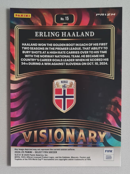 Erling Haaland - 2024/25 Panini Select FIFA Soccer Visionary National Team Norway #15 Prizm