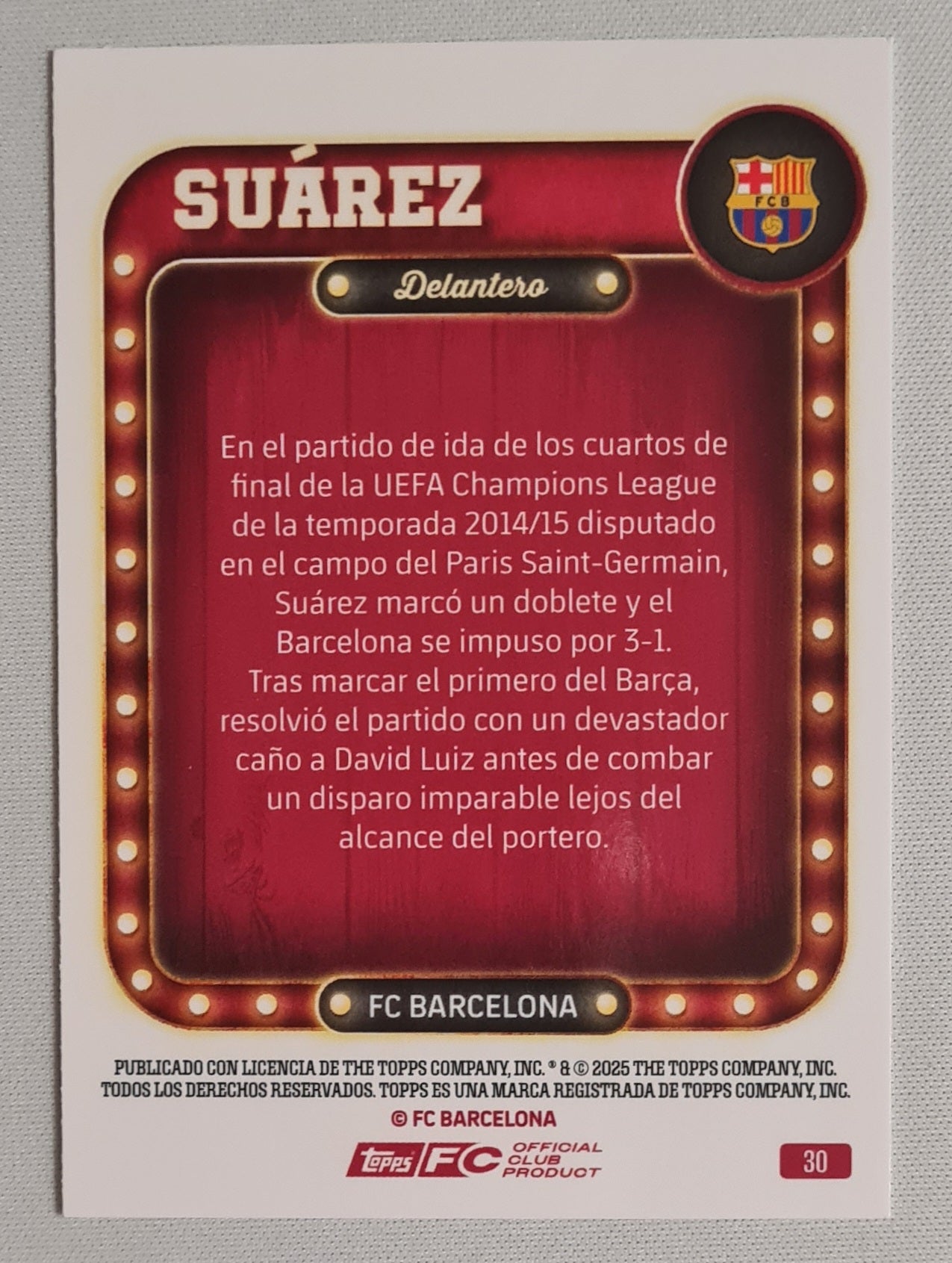 Suarez - 2025 Topps Delantero FC Barcelona #30