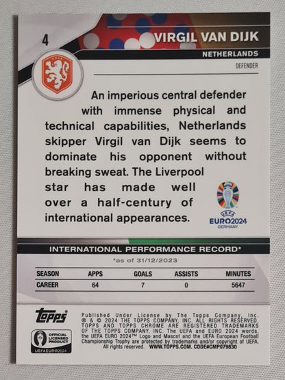 Virgil van Dijk - 2024 Topps Chrome Euro 2024 #4