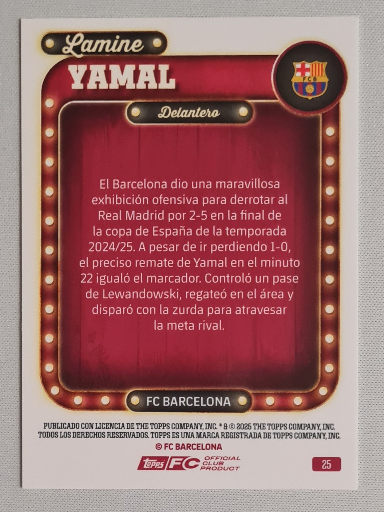 Lamine Yamal - 2025 Topps Delantero FC Barcelona #25