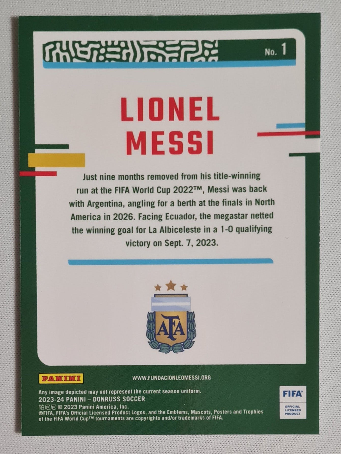 Lionel Messi - 2023-24 Panini Donruss Optic Refractor #1