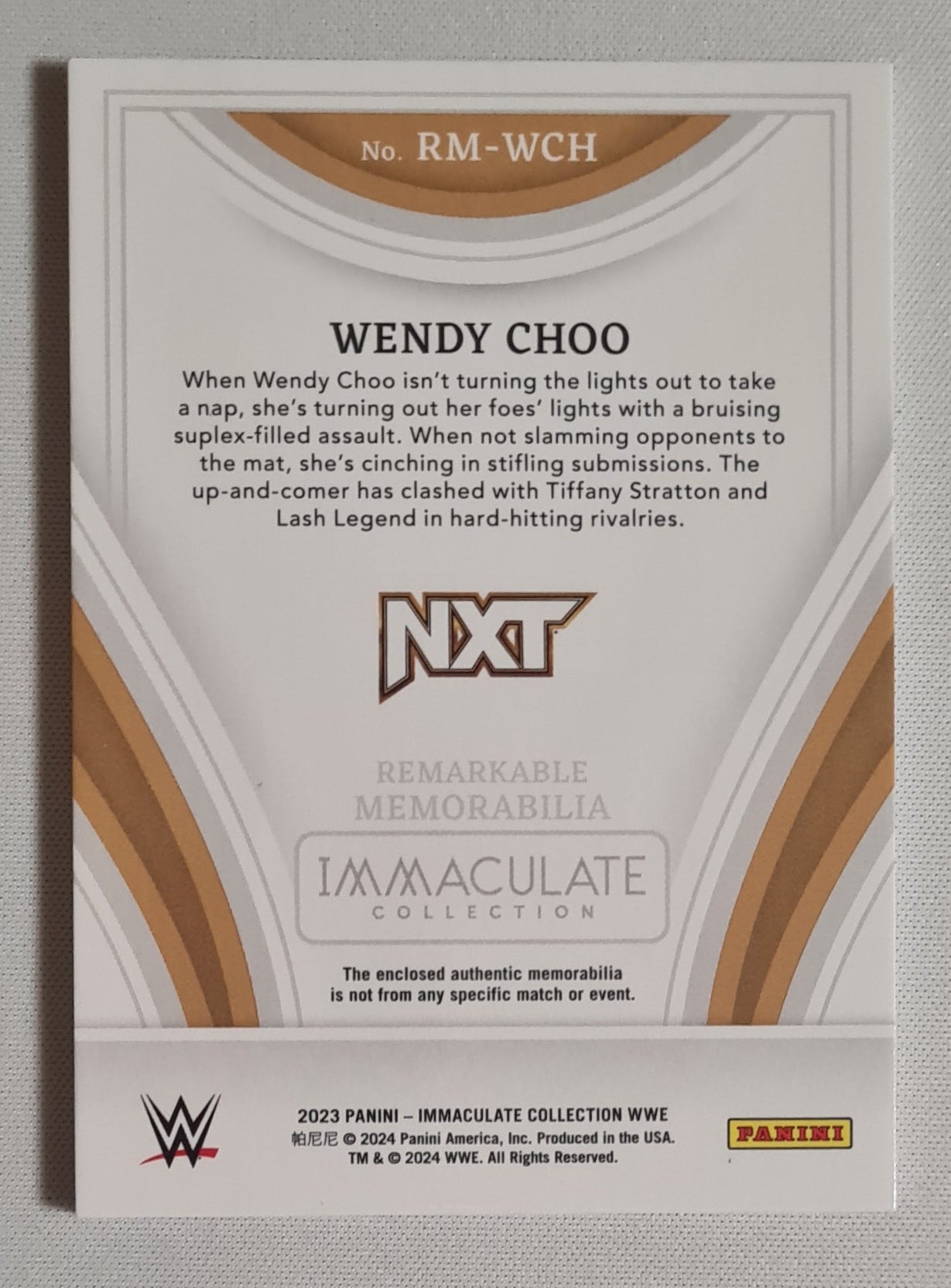 Wendy Choo - 2023 Panini Immaculate Collection /35 Patch #RM-WCH