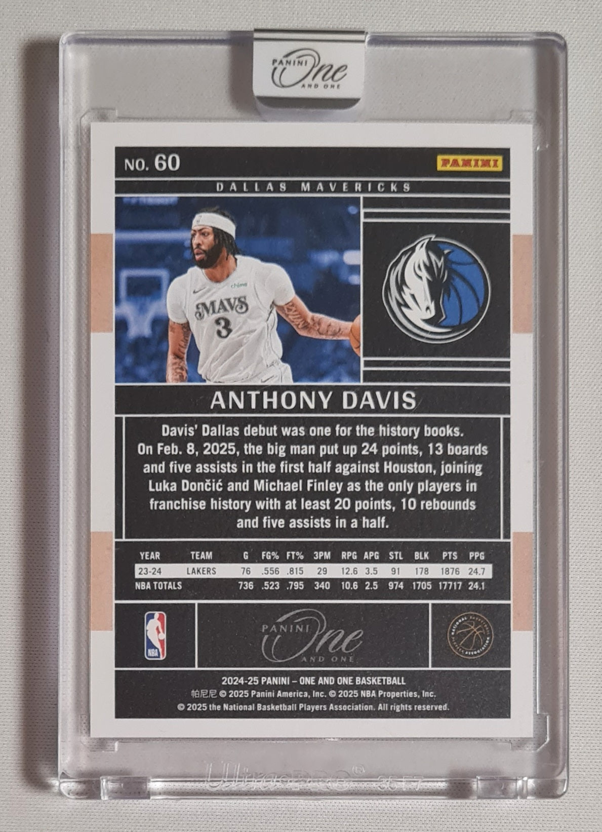 Anthony Davis - 2024-25 Panini One and One Purple /25 #60