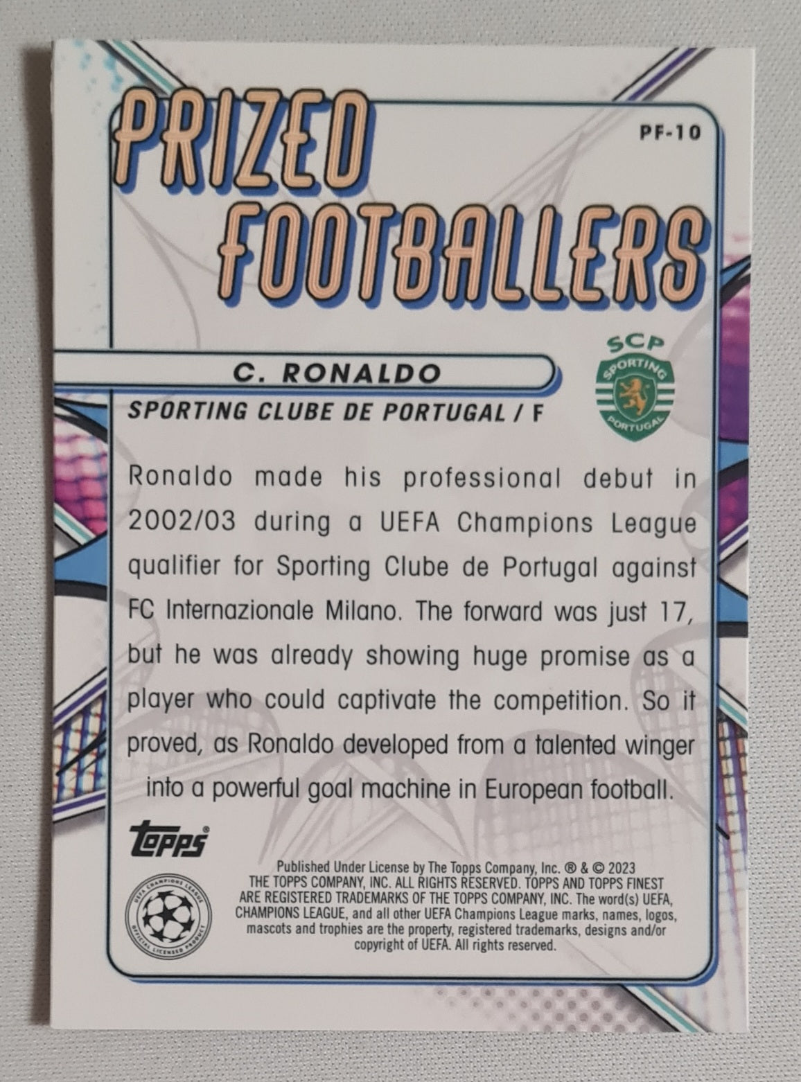 Cristiano Ronaldo - 2023 Topps Finest Prized Footballers #PF-10