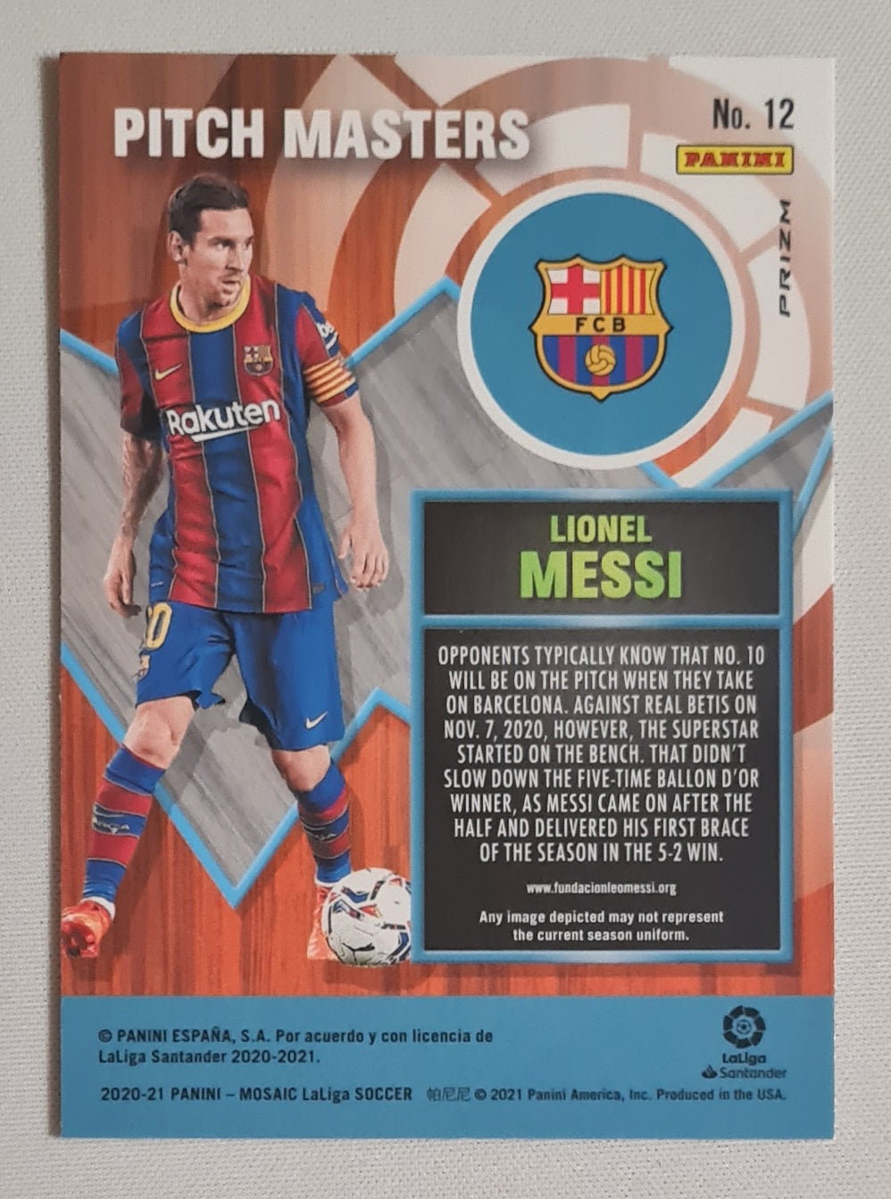 Lionel Messi - 2020-21 Panini Prizm Mosaic Pitch Masters FC Barcelona #12