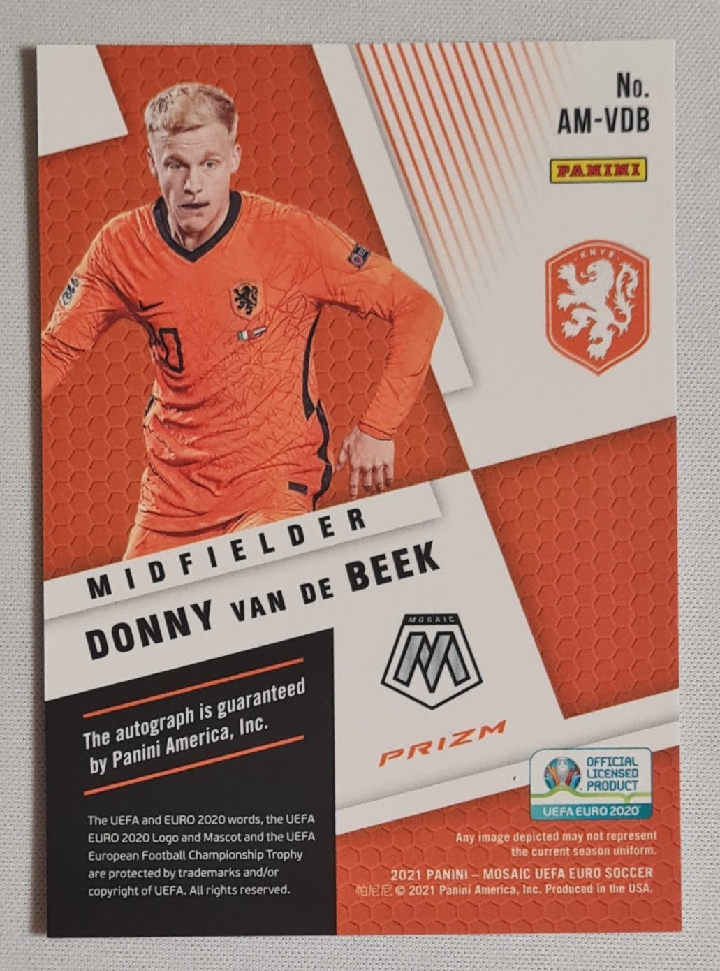 Donny van de Beek - 2021 Panini Mosaic UEFA Auto #AM-VDB