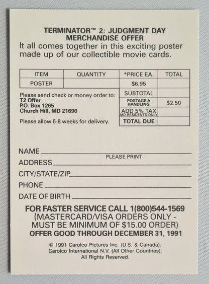 Terminator 2 - 1991 Carolco Pictures Collectors Edition Poster (Card) Featuring all 140 T2 Movie Cards