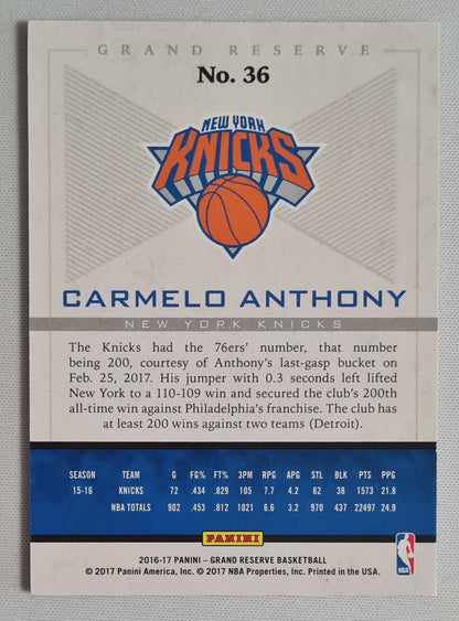 Carmelo Anthony - 2016/17 Panini Grand Reserve Basketball NBA NY Knicks #36