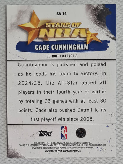 Cade Cunningham - 2025 Topps Basketball Stars of NBA - NBA Detroit Pistons #SA-14 Refractor