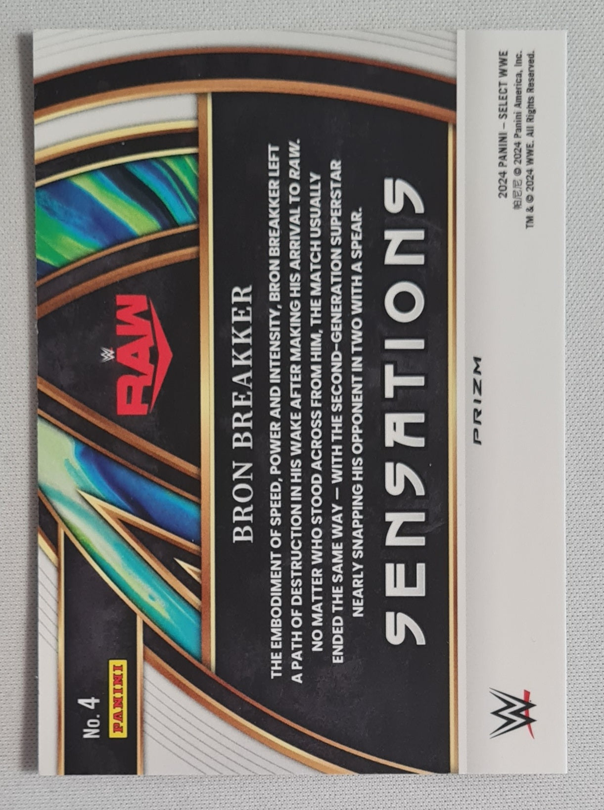 Bron Breakker - 2024 Panini Select WWE Wrestling Sensations RAW #4 Prizm