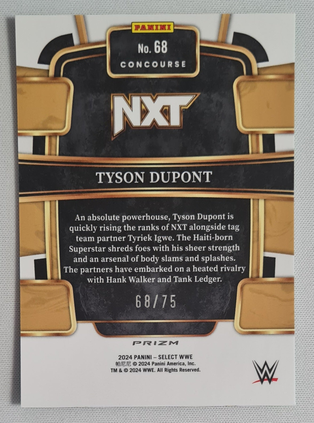 Tyson Dupont - 2024 Panini Select WWE Wrestling NXT #68 Green Prizm /75