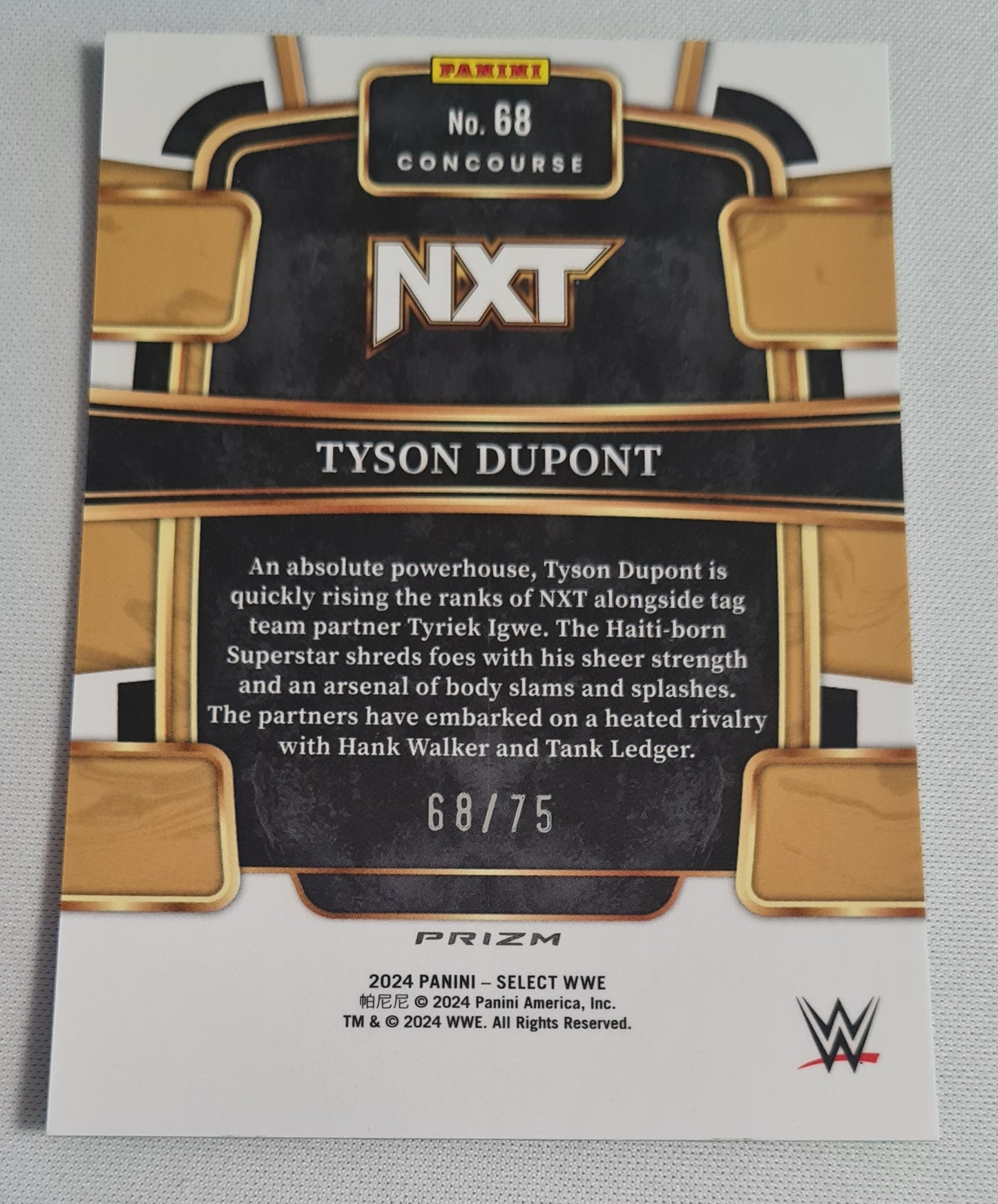 Tyson Dupont - 2024 Panini Select WWE Wrestling NXT #68 Green Prizm /75