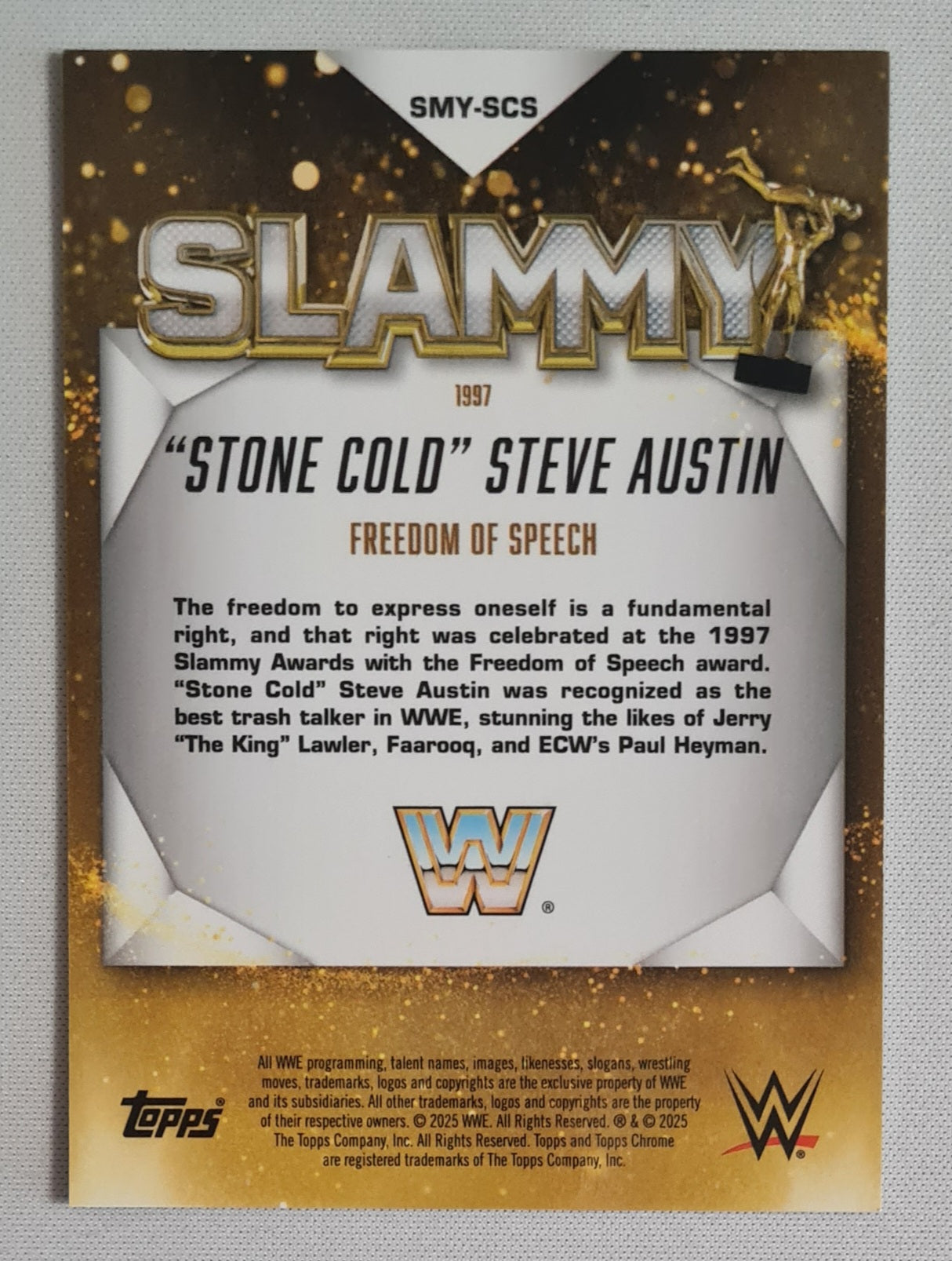 Stone Cold Steve Austin - 2025 Topps Chrome SLAMMY - 1997 Freedom of Speech - WWE Wrestling #SMY-SCS