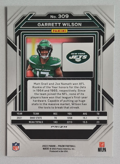 Garrett Wilson - 2022 Panini Prizm Football NFL NY Jets (RC) #309 Green Refractor