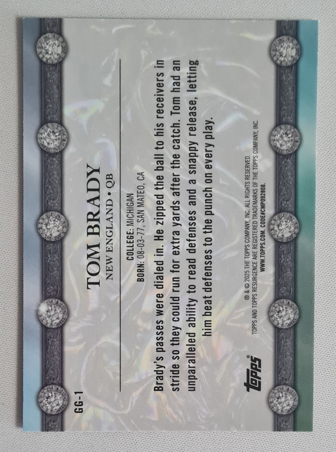 Tom Brady - 2025 Topps  Football NFL New England Patriots Glimmer and Cleam #GG-1