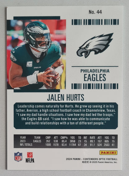Jalen Hurts - 2024 Panini Contender Optic Football NFL Philadelphia Eagles Season Ticket #44