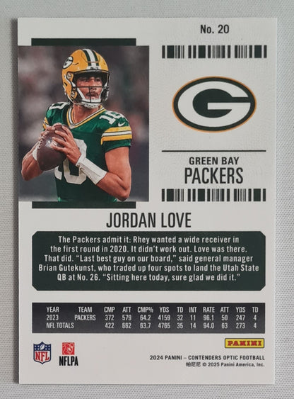 Jordan Love - 2024 Panini Contender Optic Football NFL Green Bay Packers Season Ticket #20