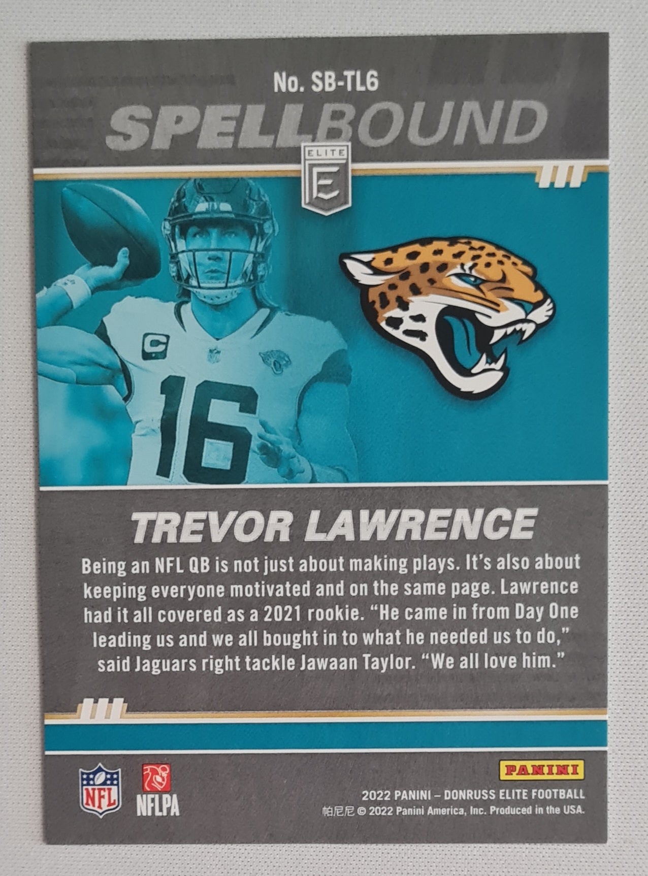 Trevor Lawrence - 2022 Panini Donruss Elite Football NFL Jacksonville Jaguars Spellbound Letter N #SB-TL6