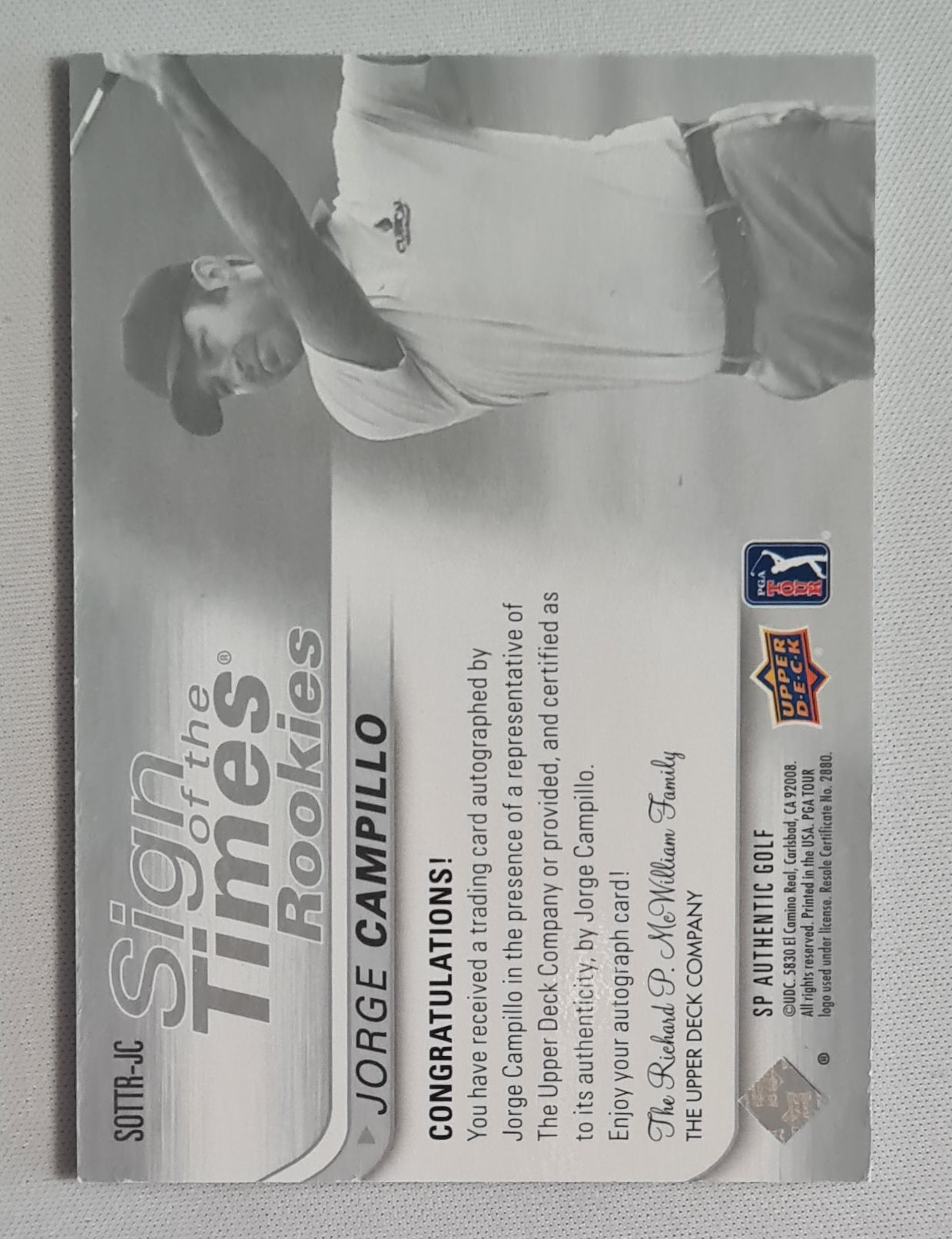 Jorge Campillo - 2021 Upper Deck SP Authentic Golf Sign of the Times Rookies #SOTTR-JC /Autograph