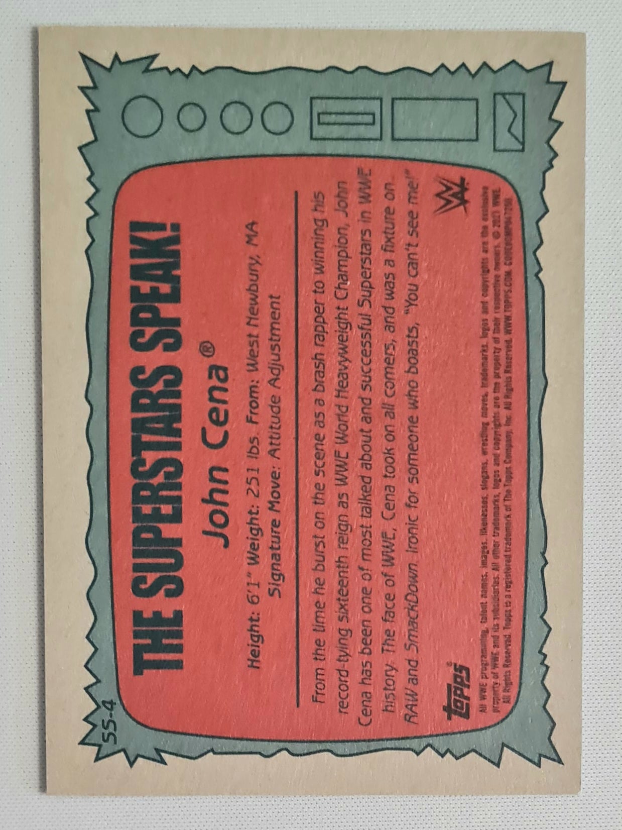 John Cena - 2021 Topps WWE Wrestling "The Superstars Speak!" #SS-4