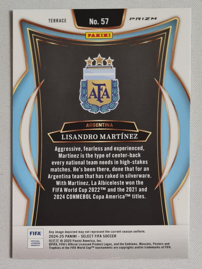 Lisandro Martinez - 2024/25 Panini Select FIFA Soccer National Team Argentina #57 Terrace Zebra