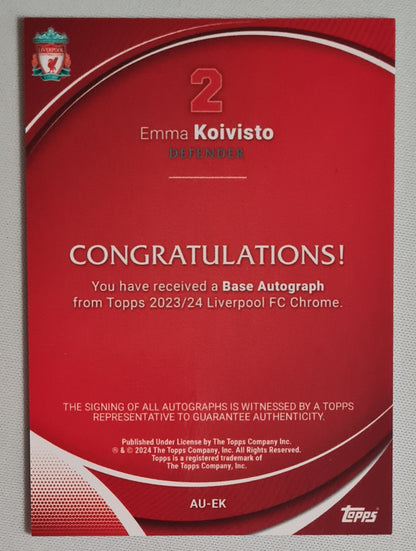 Emma Koivisto - 2024 Topps Chrome Liverpool F.C. (RC) #AU-EK Refractor /Autograph